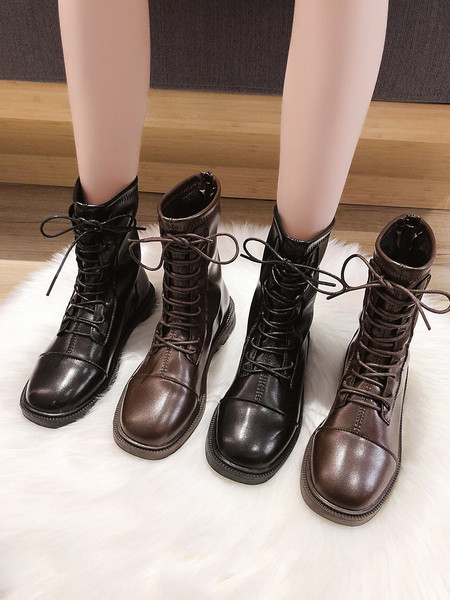 Sieviešu ikdienas zābaki ar kvadrātveida papēdi un rāvējslēdzēju