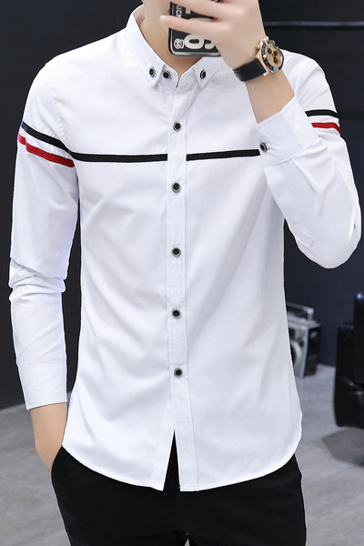 Cămașă bărbătească stilată cu nasturi-Model Slim