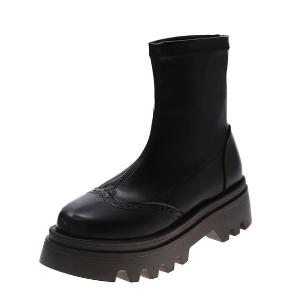 Ženske kožne čizme sa grubim đonom u dvije boje