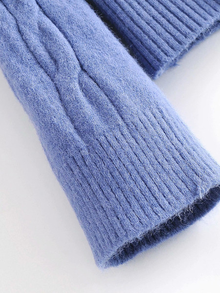 Κοντό πλεκτό πουλόβερ με στρογγυλή λαιμόκοψη