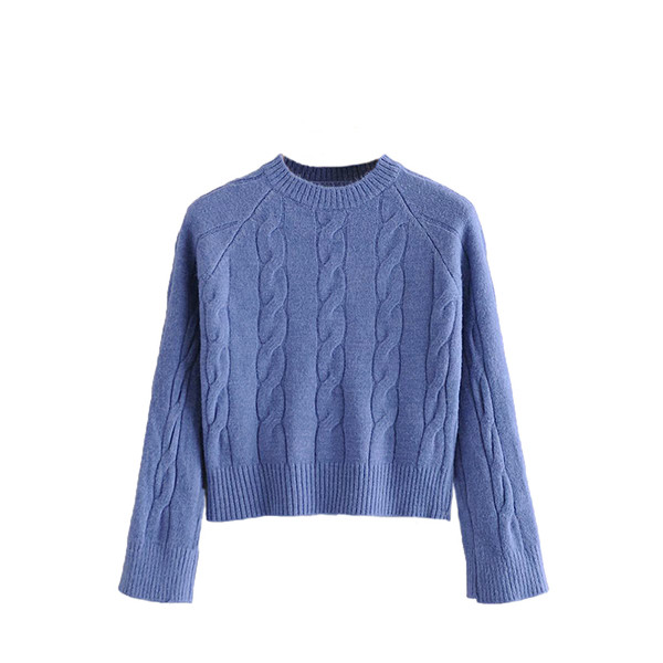 Κοντό πλεκτό πουλόβερ με στρογγυλή λαιμόκοψη