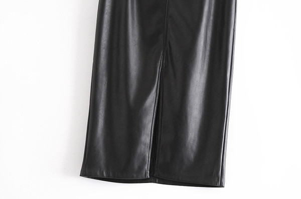 Μοντέρνα έκο δερμάτινη φούστα με σχισμή