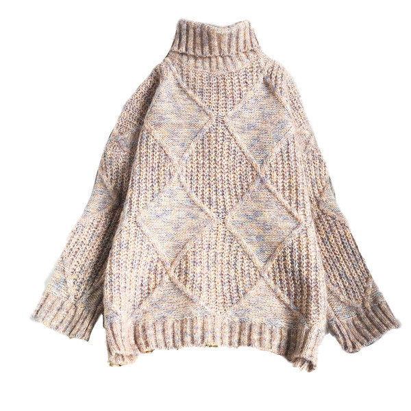 Ležeran ženski pulover - s visokim ovratnikom i dugim rukavima