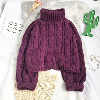 Moodne lühike kõrge kraega naiste kampsun