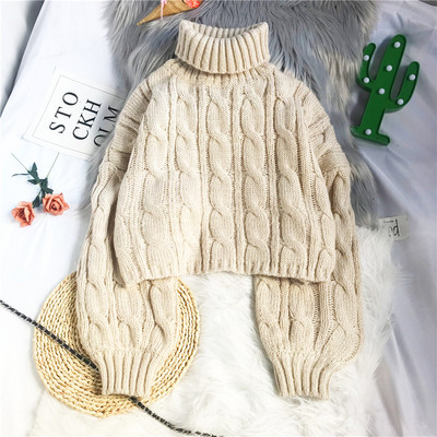 Moodne lühike kõrge kraega naiste kampsun