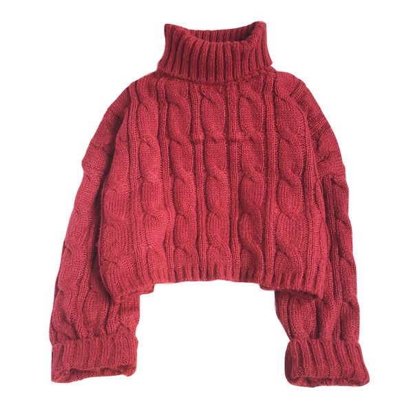 Moodne lühike kõrge kraega naiste kampsun