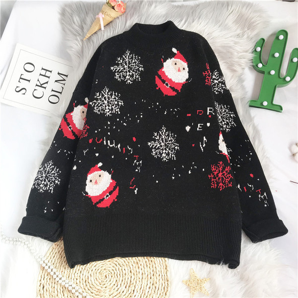 Νέο μοντέλο Χριστουγεννιάτικο πουλόβερ με χαμηλό κολάρο για γυναίκες
