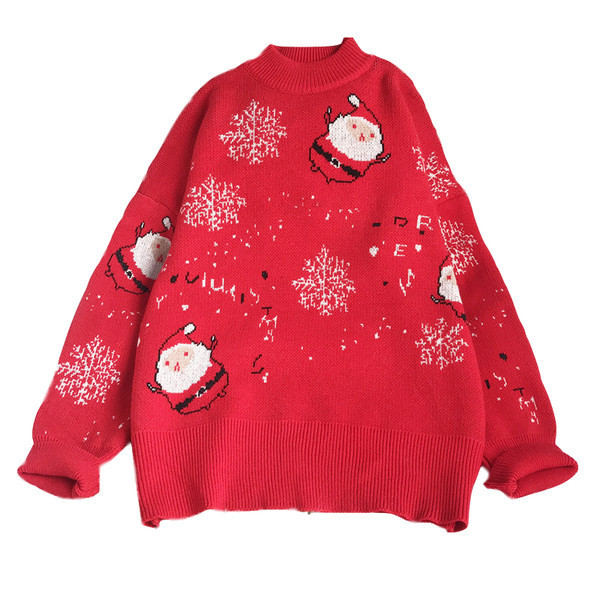 Νέο μοντέλο Χριστουγεννιάτικο πουλόβερ με χαμηλό κολάρο για γυναίκες