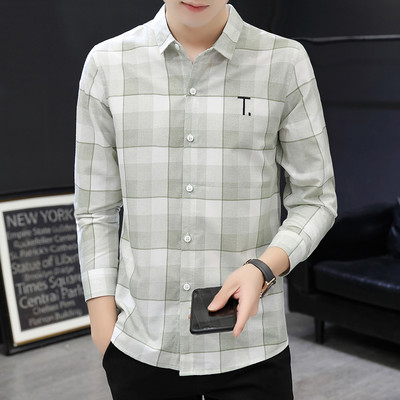 Ανδρικό πουκάμισο καρό με μακριά μανίκια και κλασικό γιακά