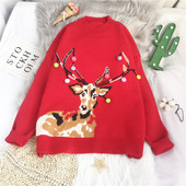 Pulover de Crăciun de damă modern, cu decolteu rotund