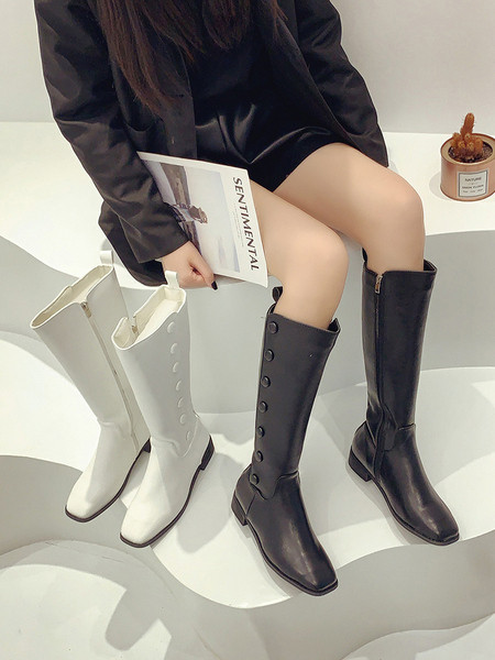 Γυναικείες μπότες με φερμουάρ - οικολογικό δέρμα