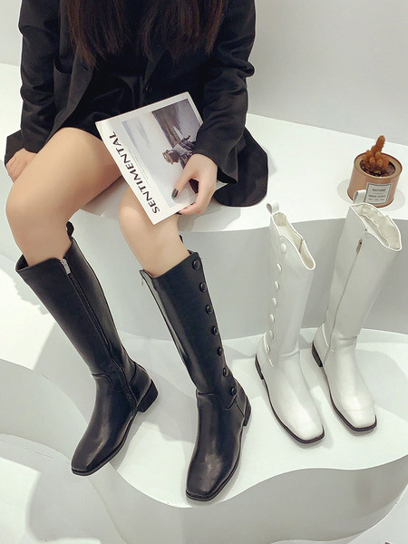 Γυναικείες μπότες με φερμουάρ - οικολογικό δέρμα