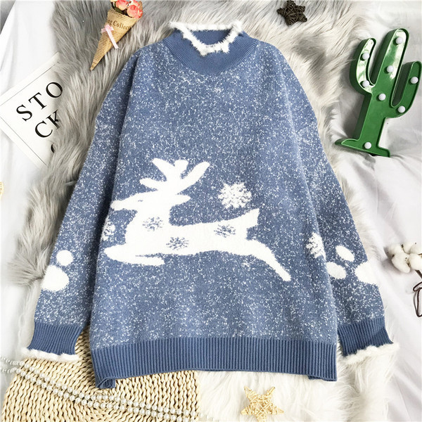 Μοντέρνο γυναικείο πουλόβερ - με γιακά και μακριά μανίκια