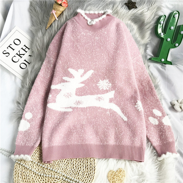 Μοντέρνο γυναικείο πουλόβερ - με γιακά και μακριά μανίκια