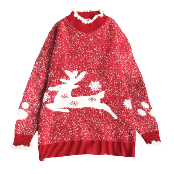 Μοντέρνο γυναικείο πουλόβερ - με γιακά και μακριά μανίκια