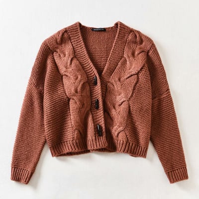 Suure kudumiga vabaaja kardigan spitsikaelusega