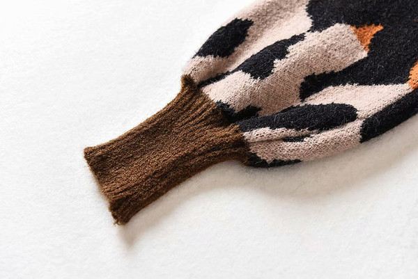 Κοντό πουλόβερ με οβάλ λαιμόκοψη και άνιμαλ πριντ