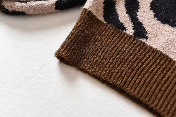 Κοντό πουλόβερ με οβάλ λαιμόκοψη και άνιμαλ πριντ