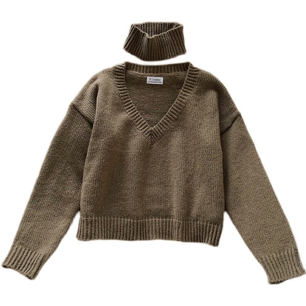 Moodne naiste kampsun polo krae ja pikkade varrukatega