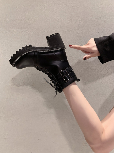 UUS Pandlaga ja 7 cm paksuse kontsaga naiste saapad - must värv