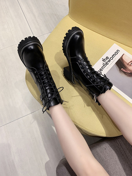 UUS Pandlaga ja 7 cm paksuse kontsaga naiste saapad - must värv