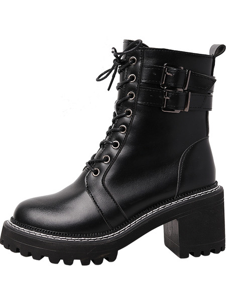 UUS Pandlaga ja 7 cm paksuse kontsaga naiste saapad - must värv