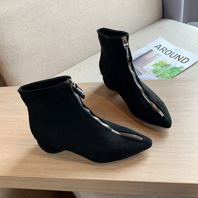 Ökoseemisnahast terava mudeliga naiste saapad lukuga - musta värvi