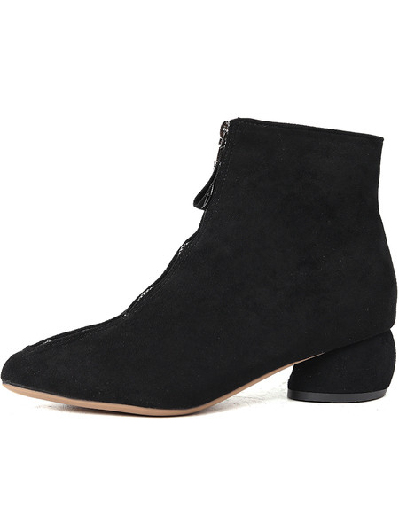 Ökoseemisnahast terava mudeliga naiste saapad lukuga - musta värvi