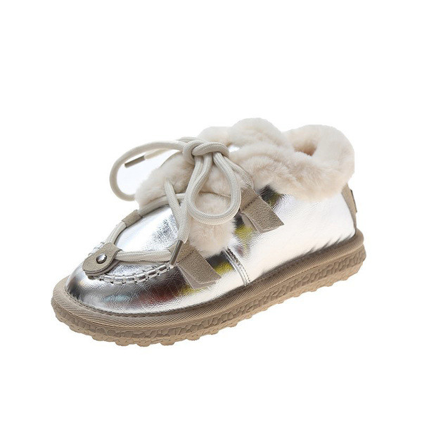 Moteriški laisvalaikio pūkiniai batai plokščiu padu ir raišteliais