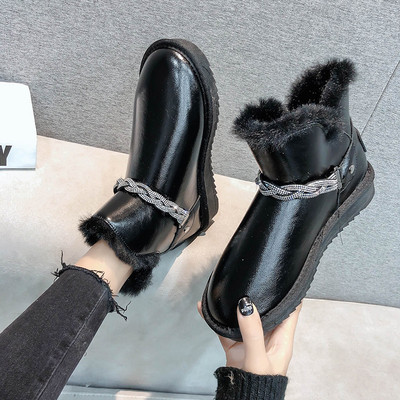 Γυναικείες μπότες με επίπεδη σόλα και γούνα  σε τρία χρώματα