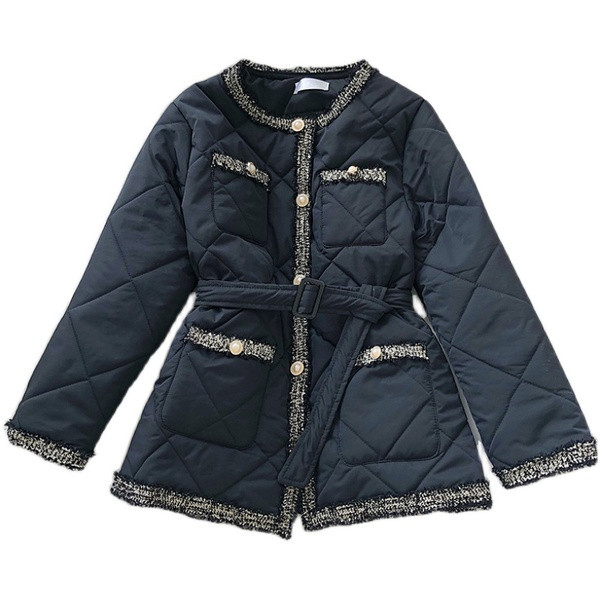 Jachetă lungă de damă de ultimă generație cu centură și nasturi