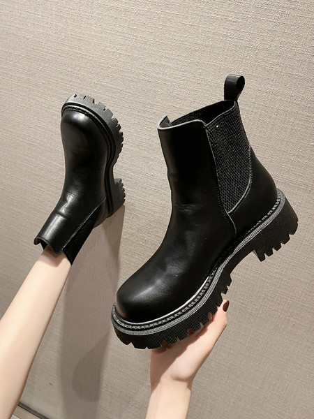 Moteriški batai aukštu grubiu 4 cm kulnu - eko oda