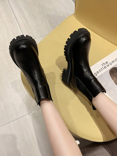 Moteriški batai aukštu grubiu 4 cm kulnu - eko oda