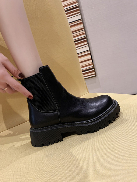 Moteriški batai aukštu grubiu 4 cm kulnu - eko oda