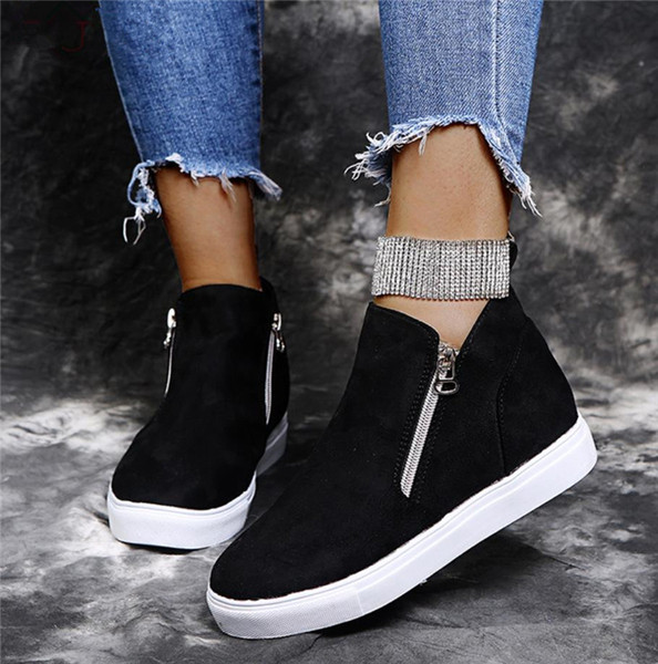 Adidasi de dama cu fermoar si platforma interioara pentru femei