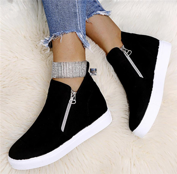 Adidasi de dama cu fermoar si platforma interioara pentru femei