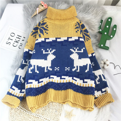 Lai kõrge kraega naiste kootud kampsun mudel