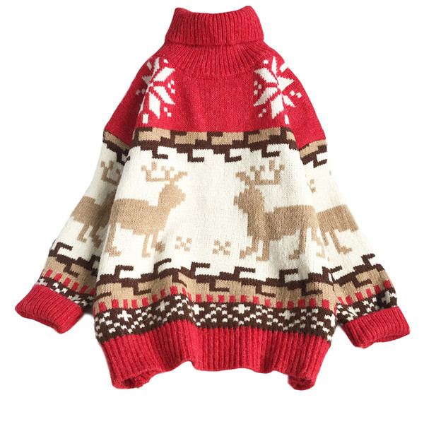 Lai kõrge kraega naiste kootud kampsun mudel