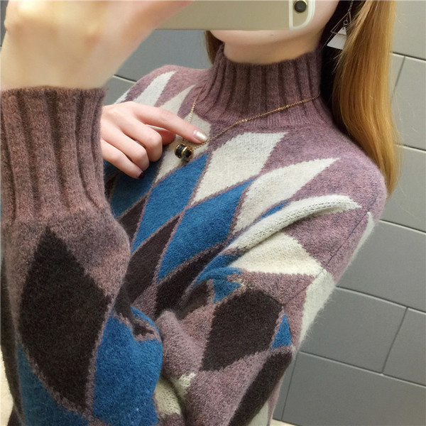 Casual naiste kampsun polo kraega - lai mudel