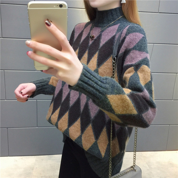 Casual naiste kampsun polo kraega - lai mudel