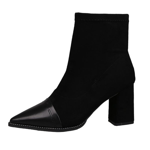 Stiilsed paksu kontsaga naiste saapad - terava otsaga mudel