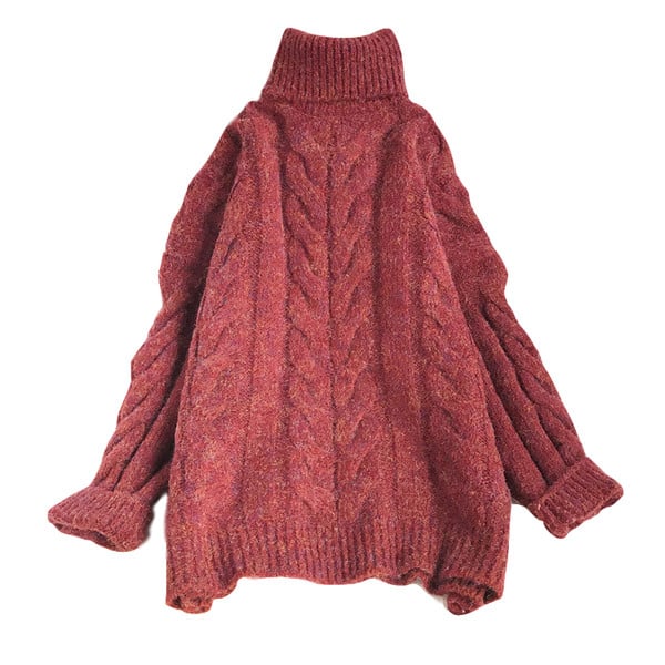 Laisvalaikio moteriškas megztinis aukšta apykakle – platus modelis