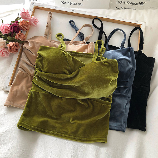 Modernus moteriškas aksominis apatinis trikotažas su plonais dirželiais