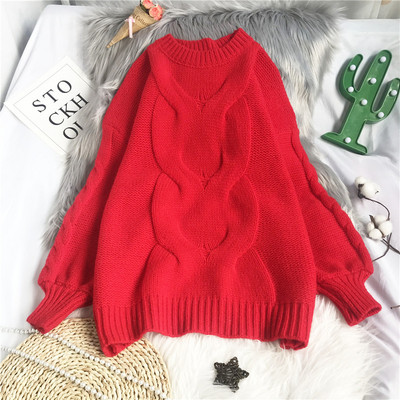 Kootud naiste kampsun ümara kaelusega ja pikkade varrukatega