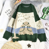 Naiste vabaaja kampsun - ümara kaelusega ja pikkade varrukatega