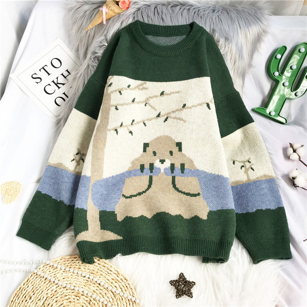 Naiste vabaaja kampsun - ümara kaelusega ja pikkade varrukatega