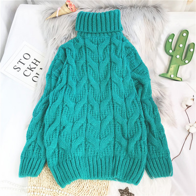 Naiste kootud sviiter kõrge polo kraega