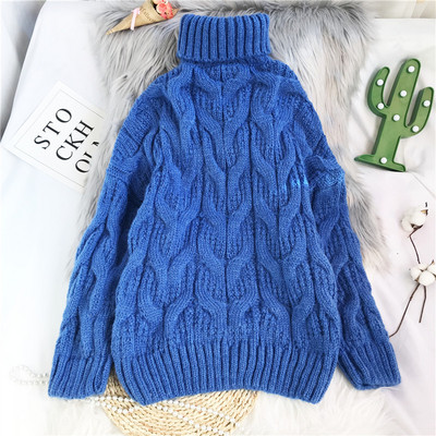 Naiste kootud sviiter kõrge polo kraega