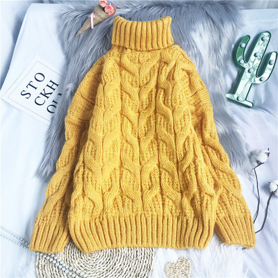 Naiste kootud sviiter kõrge polo kraega