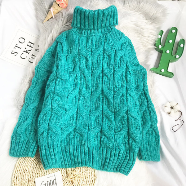 Naiste kootud sviiter kõrge polo kraega